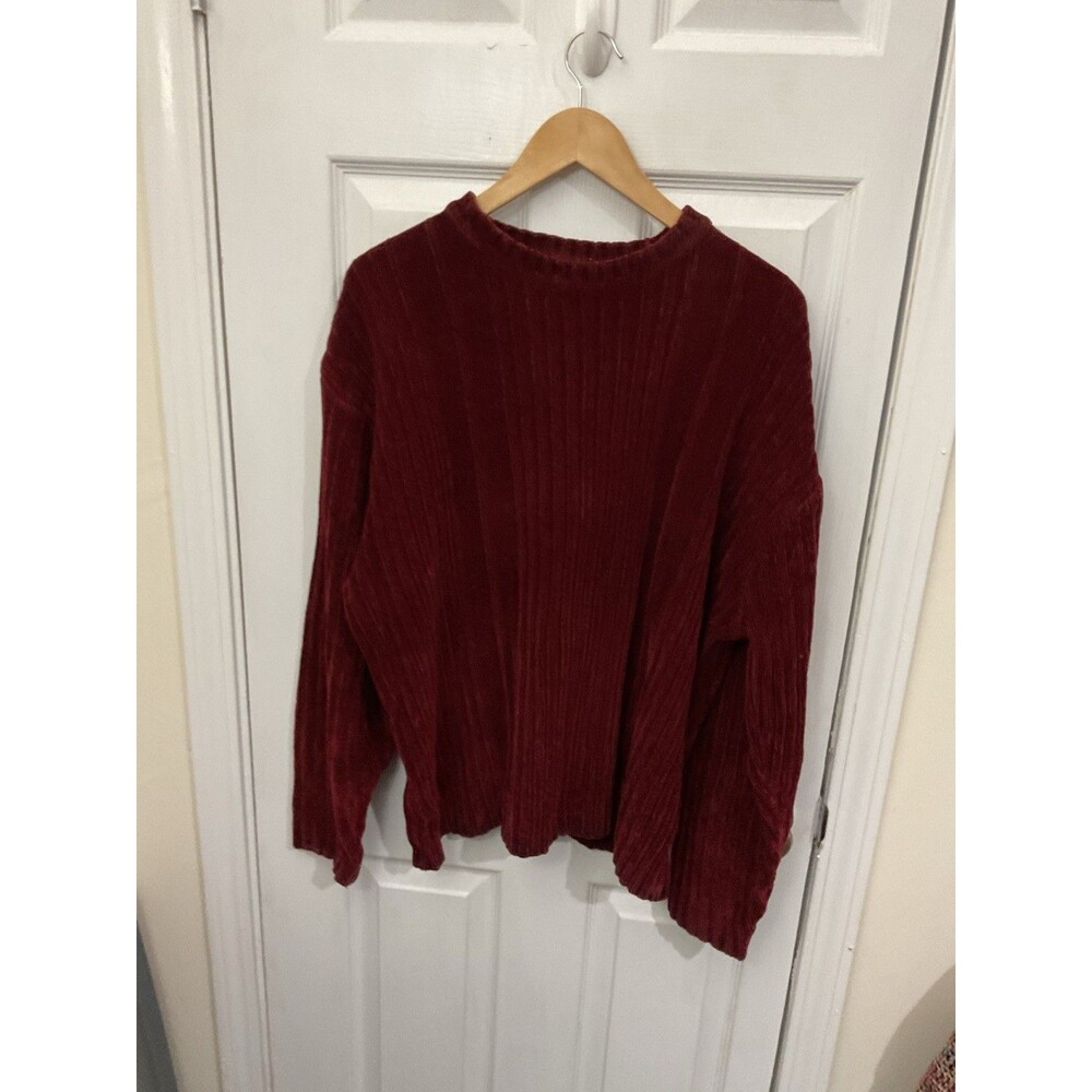 Vintage Write Out XL Womens  acrylic pullover crew sweater maroon stretch